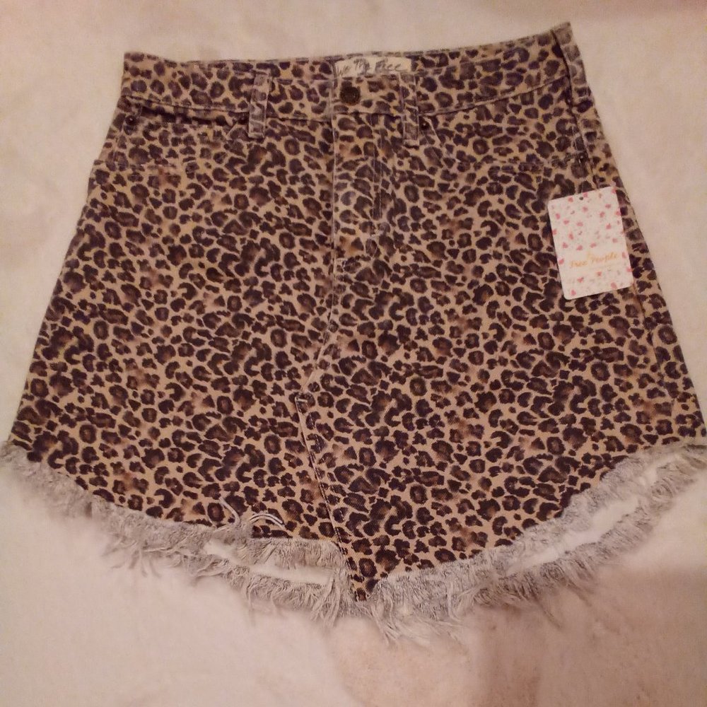 FREE PEOPLE Bailey Denim cheetah combo